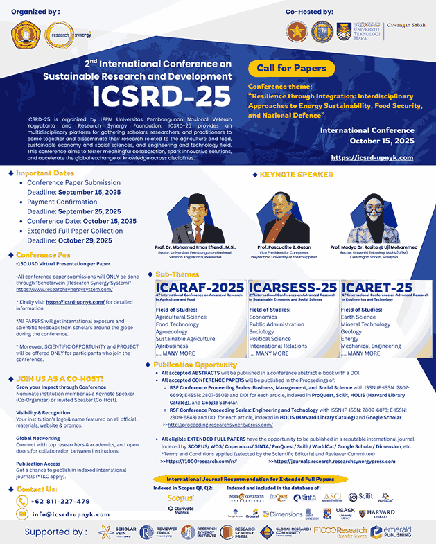 2nd International Conference on Sustainable Research and Development