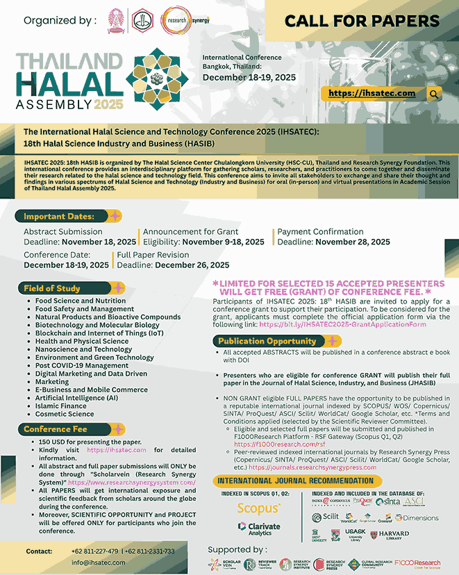 The International Halal Science and Technology Conference 2025 (IHSATEC): 18th Halal Science Industry and Business (HASIB)