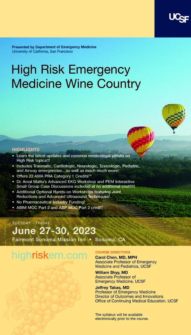High Risk Emergency Medicine Wine Country