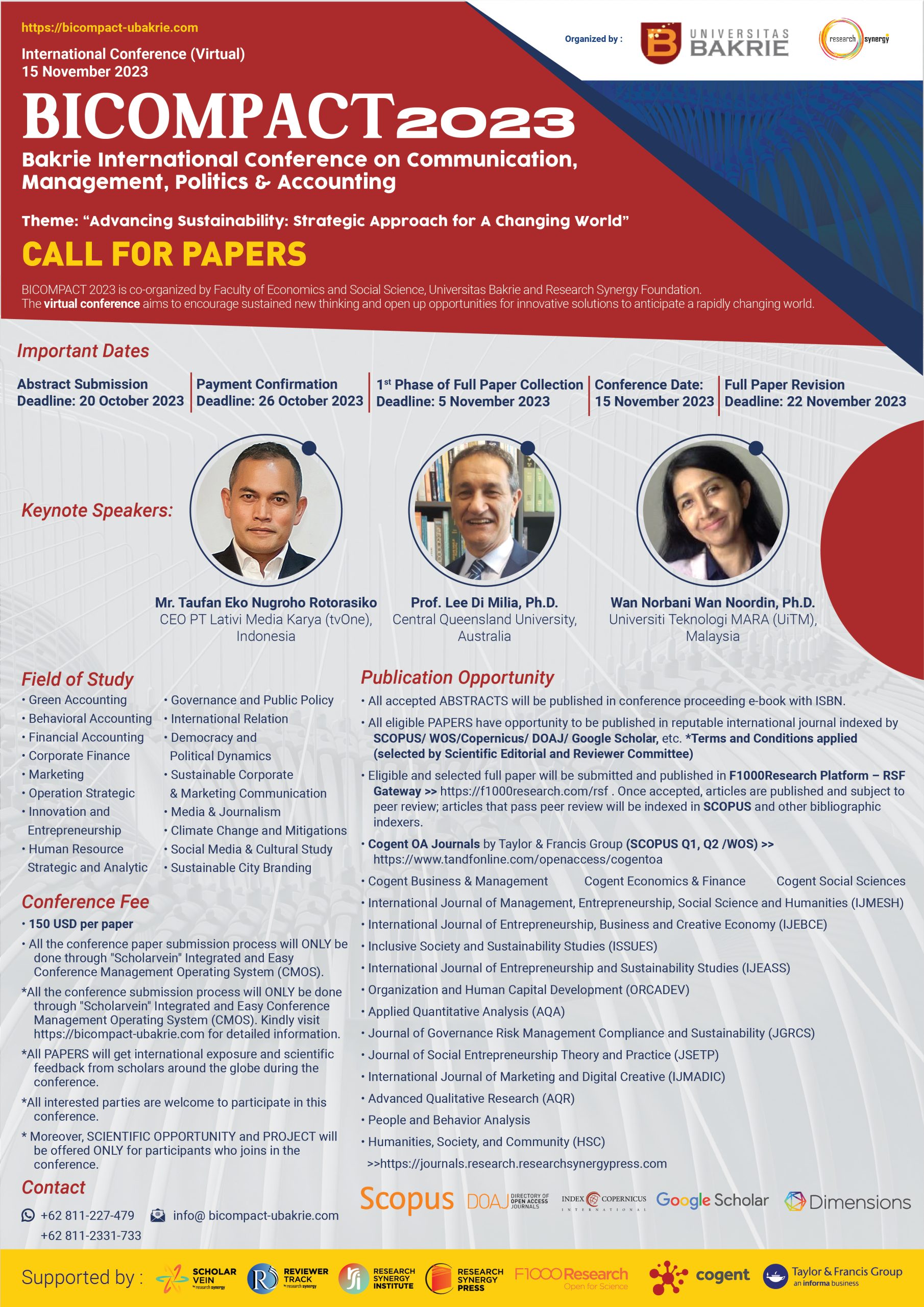 Bakrie International Conference on Communication, Management, Politics & Accounting (BICOMPACT 2023)