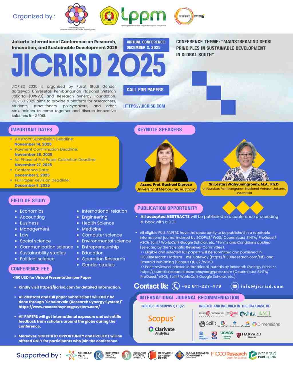 Jakarta International Conference on Research, Innovation, and Sustainable Development 2025